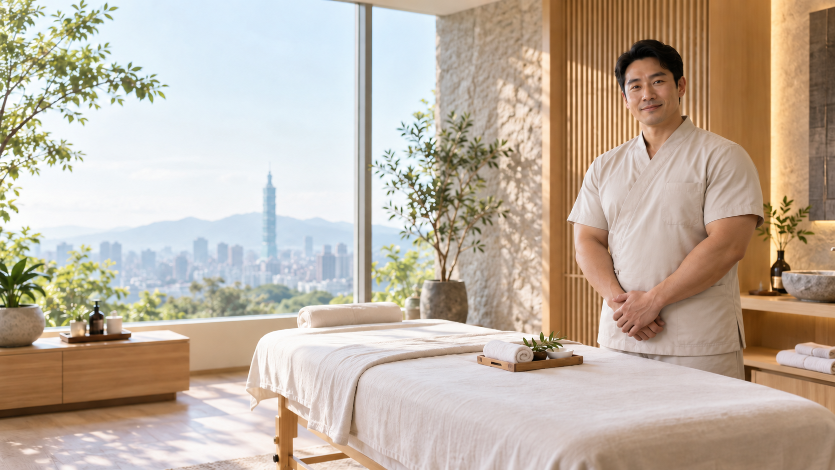明亮舒適的 BALL SPA 按摩空間與專業按摩師